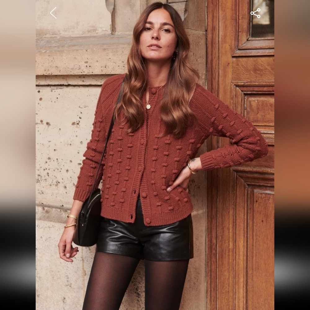 Sezane Black Leather-Look Women's Shorts - Picture 2 of 4